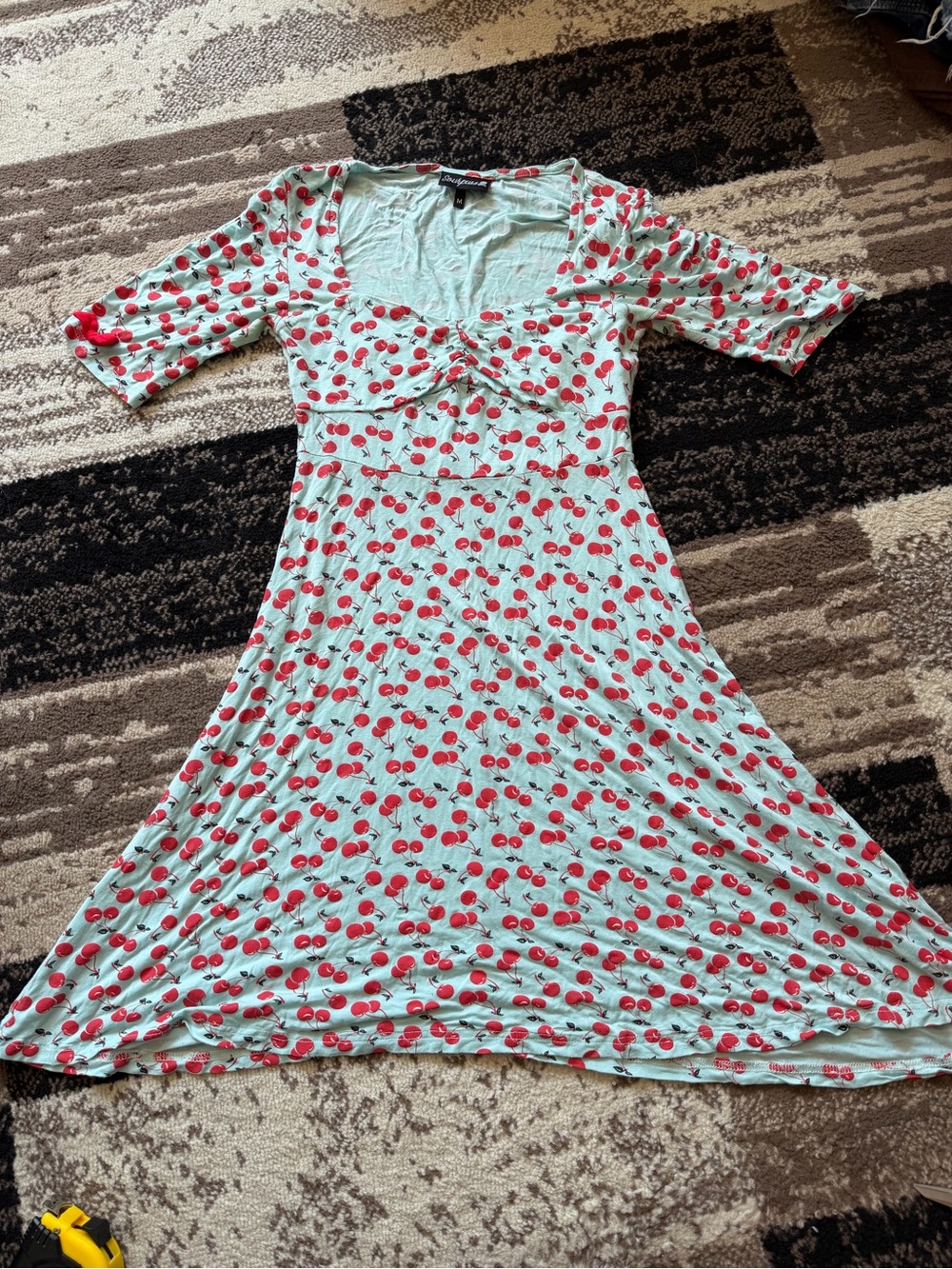 Sourpuss Mint Cherry-Print Midi Dress